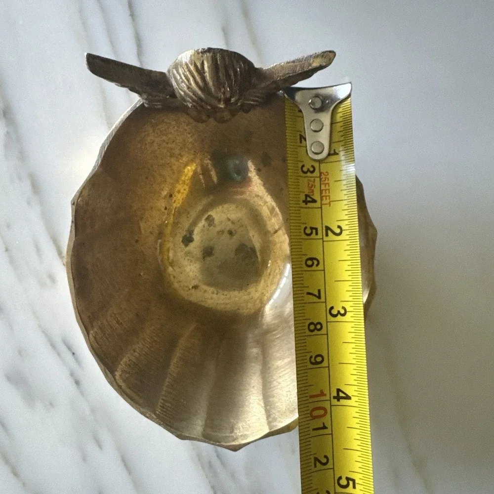 Vintage Solid Brass Oval Cherub Angel Candy Soap Jewelry Trinket Dish India